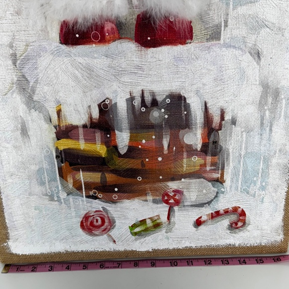 Collectible/Rare Pier 1 Imports Santa Boots "Merry Christmas" LED Glitter Canvas - Picture 5 of 8